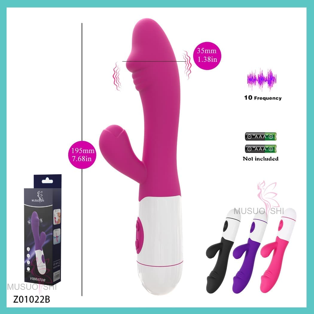 Z01022B Sex Adult Toys Massage Products Battery Powered  Vibrator Dildo Vagina Toys  Sucking Vibrator for Couples Women Pink Dual-Head Vibrator with 10 Frequencies - Z01022B full figure