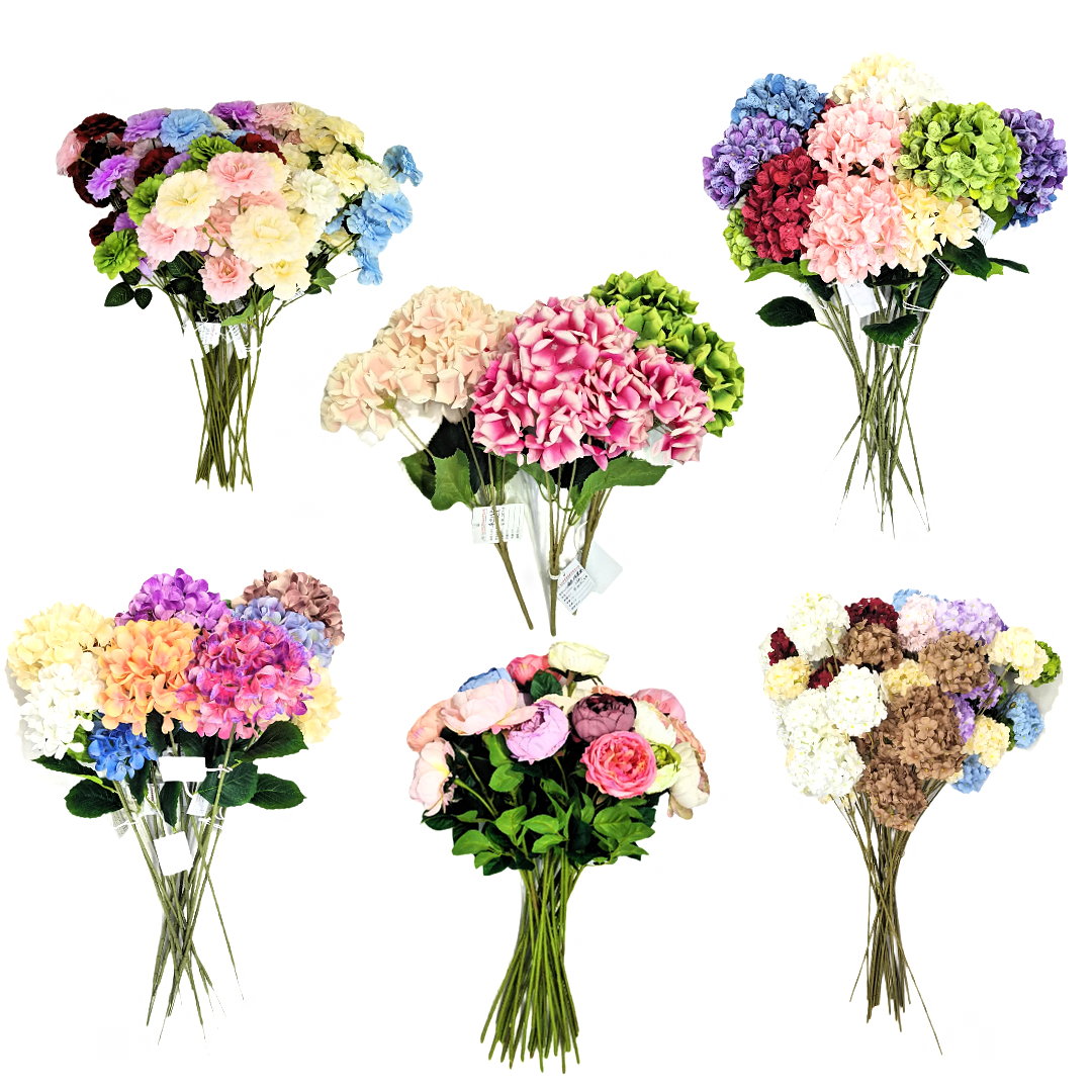 Multicolored bouquets, various artificial bouquets, floral art tapes, preserved flowers, decorative floral products Item Picture
