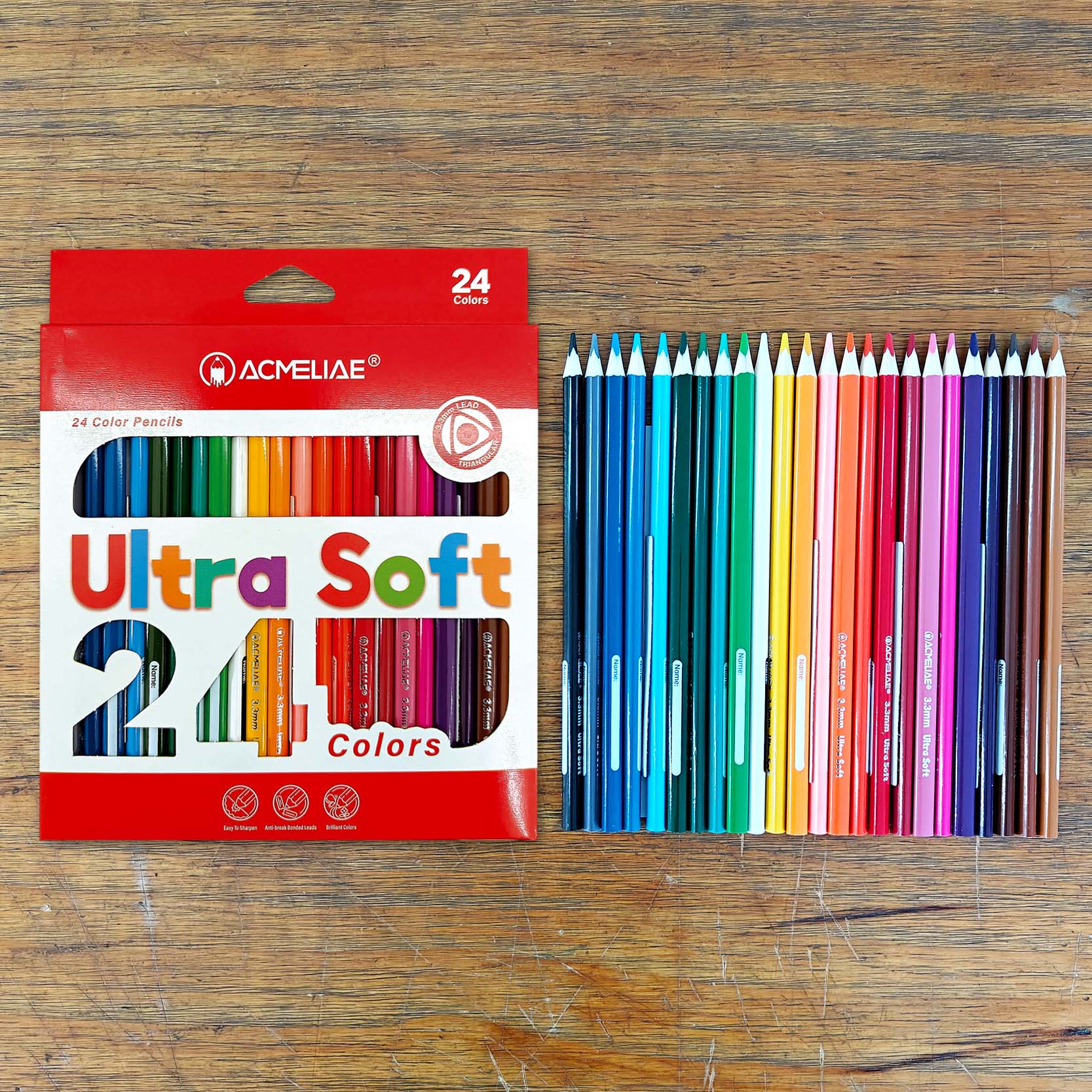 ACMELIAE 43055 24PCS 3.3mm Super Soft Lead Color Pencil full figure