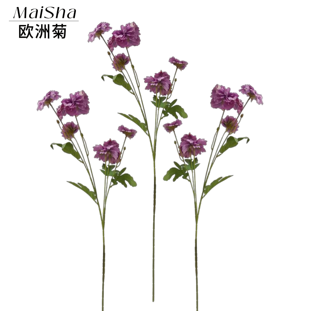 Purple flower branches, European chrysanthemums, anti-real flowers, crocheted and simulated flower arrangements, sacrificial flower decorations
