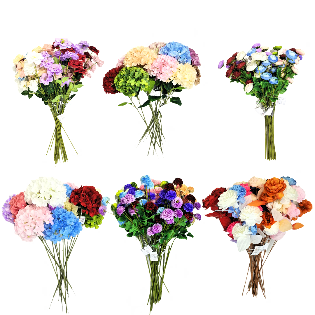 Multicolored bouquets, various artificial bouquets, floral art tapes, preserved flowers, decorative floral products Application Scenario