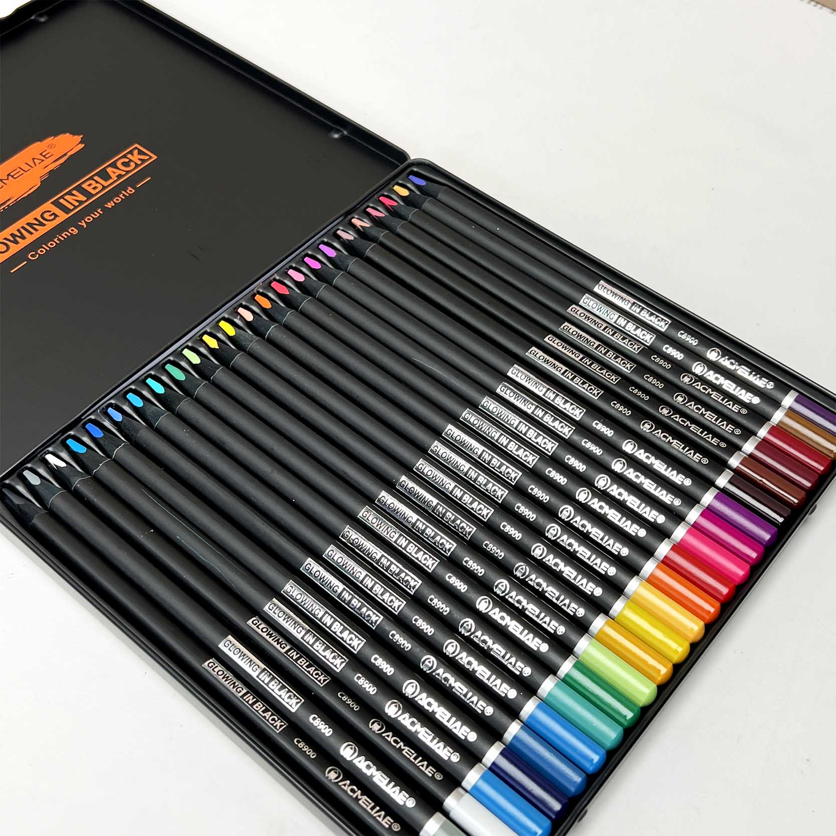 ACMELIAE 24PCS Highlight Color in Dark Paper/Tin Box details Picture