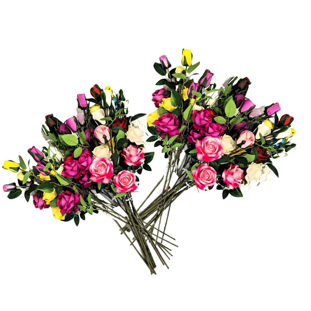 Colorful simulated rose bouquets, realistic flower arrangements, simulated plant walls, wedding decorations, and simulated flower waterfalls Item Picture