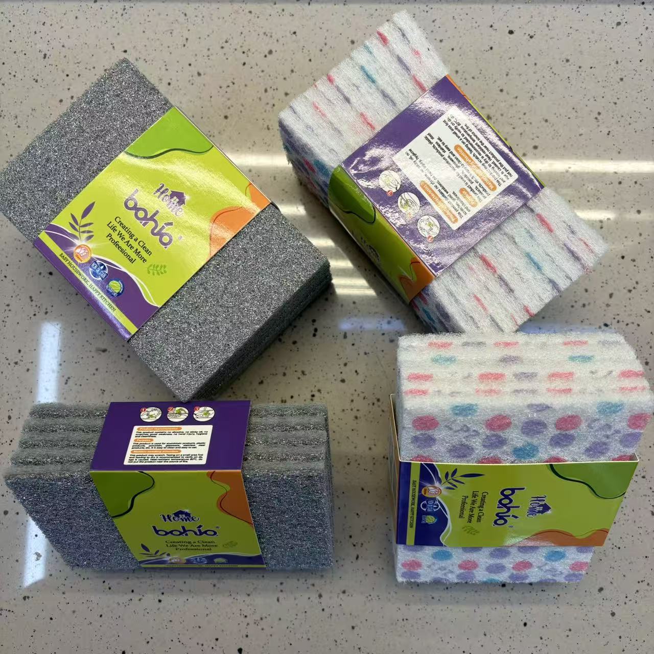 单面喷银 喷砂印圆点百洁布 厨房清洁巾 洗碗巾 去污去油抹布 bahia