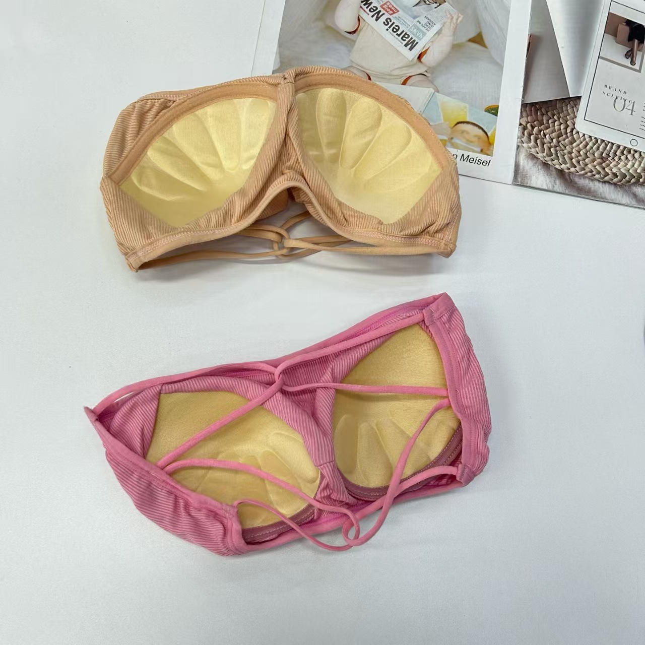 741# For export to the Middle East and Africa, women's halter straps without shoulder straps, back cross lace cup-shaped halter straps, comfortable and sexy lingerie for a beautiful back, QNI Specification drawing