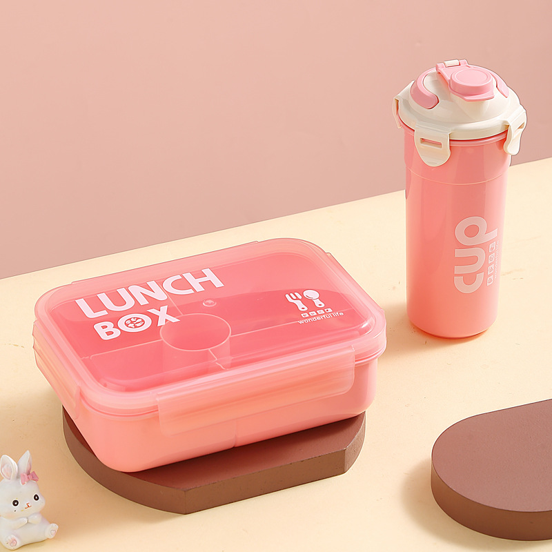 H226-379 compartments lunch box, office lunch box, microwave-heated bento box with tableware details Picture