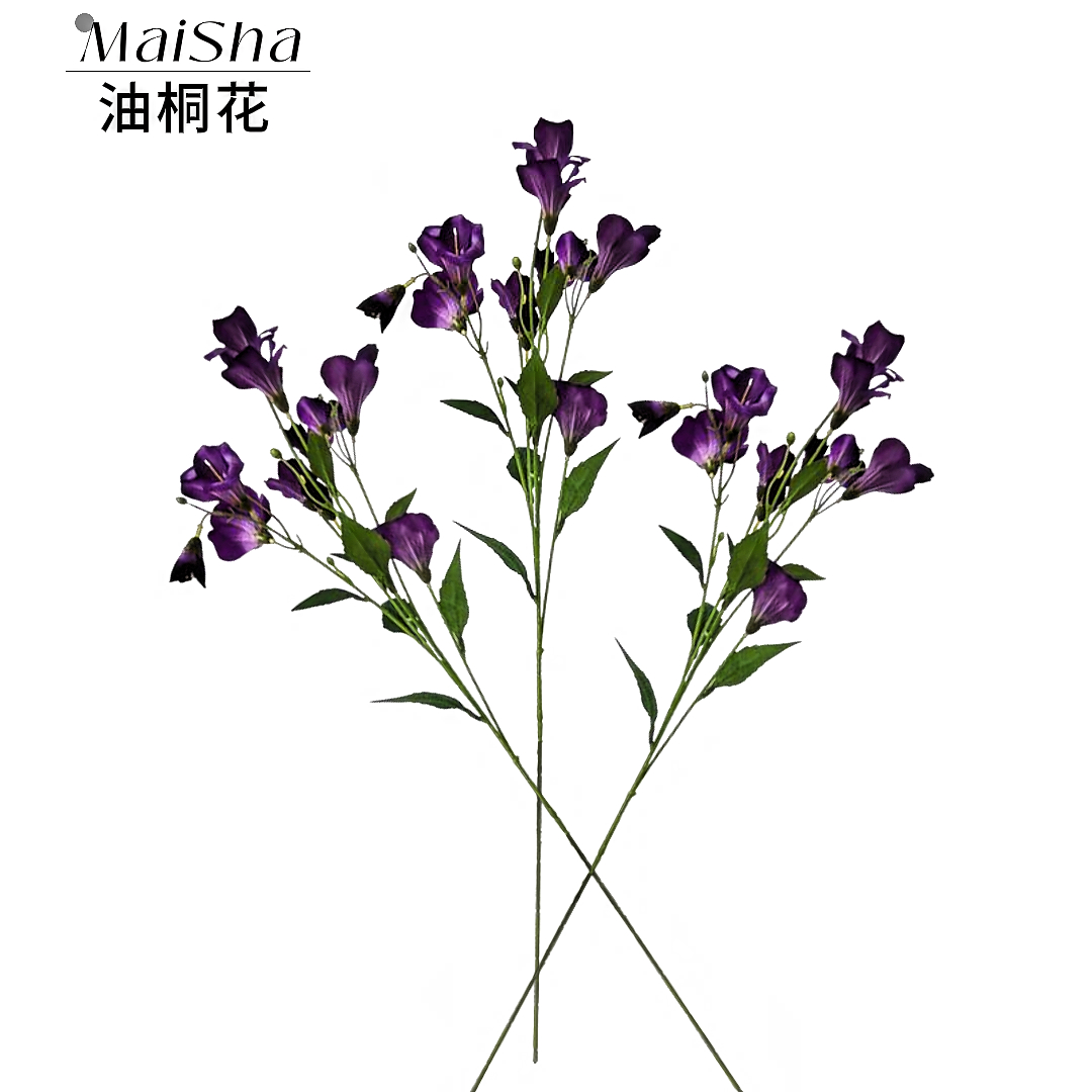 Purple flower branches, paulownia flowers, artificial flowers, realistic flower arrangement, crochet and decorative flowers for sacrificial purposes