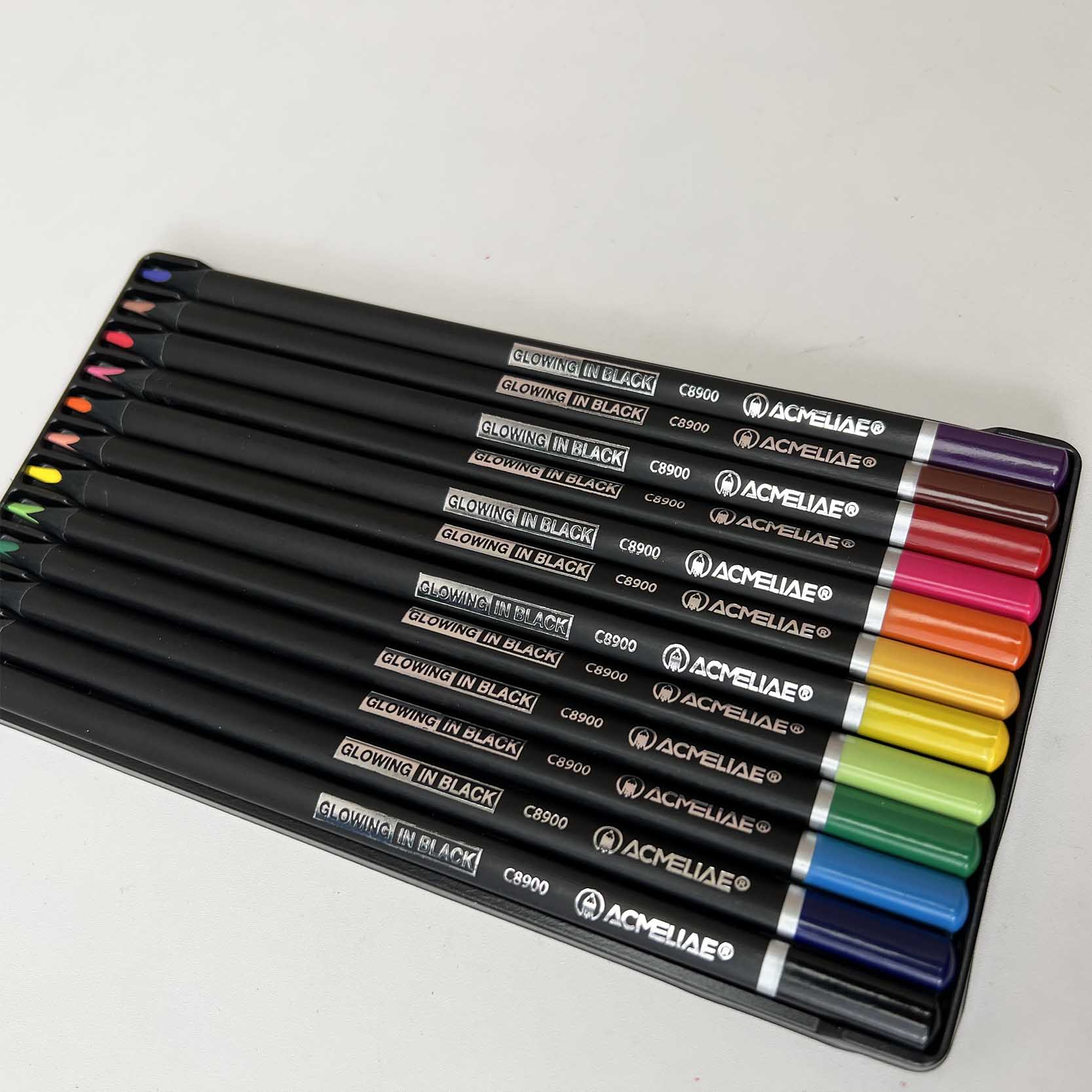ACMELIAE 12PCS Highlight Color in Dark Paper/Tin Box details Picture