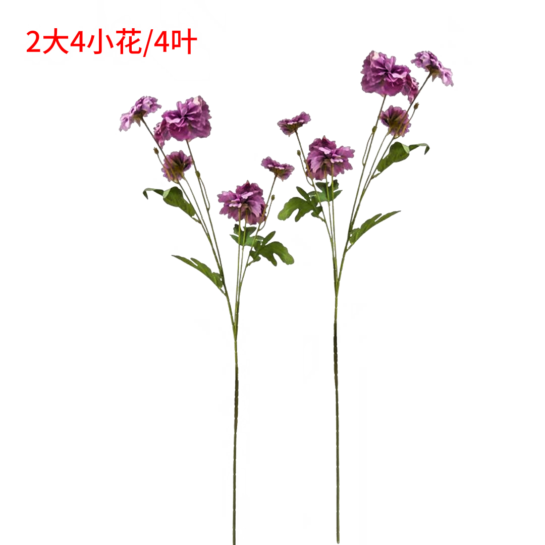 Purple flower branches, European chrysanthemums, anti-real flowers, crocheted and simulated flower arrangements, sacrificial flower decorations Specification image
