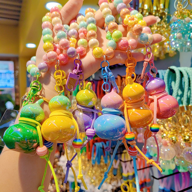 跨境新款渐变葫芦手机链可爱彩色串珠福禄包包挂饰汽车钥匙扣批发