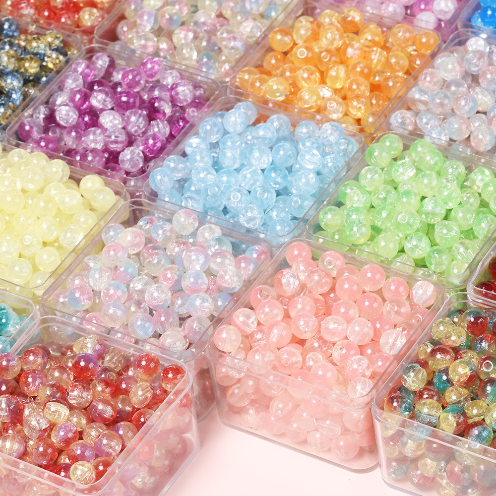 新10mm三色冰魄裂纹珠手工琉璃串珠散珠diy饰品手链配件项链材料