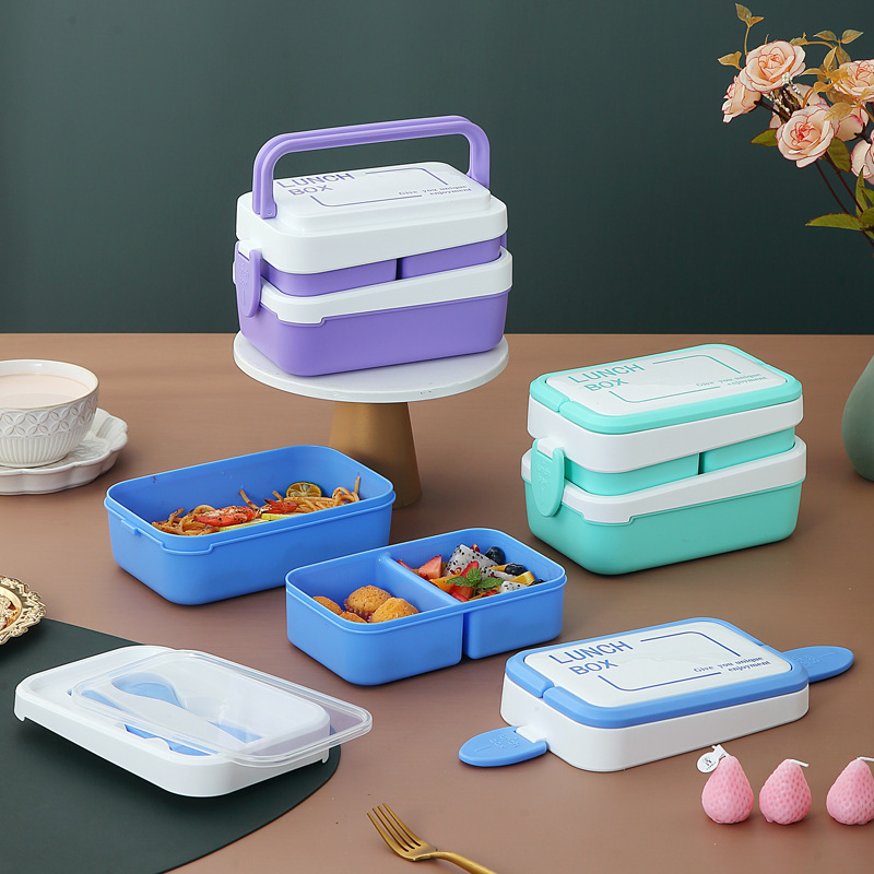 H226-356 lunch box, double-layer separated fruit preservation box for office workers, food-grade, microwave safe, large capacity for lunch Specification image