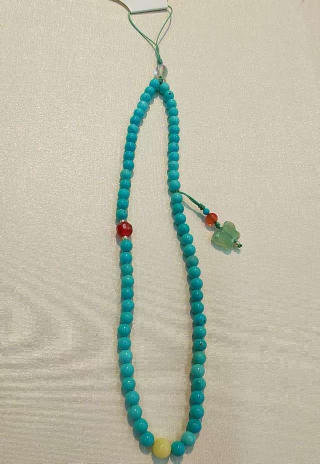 绿松红玛瑙水晶新中式国风吊坠手机链