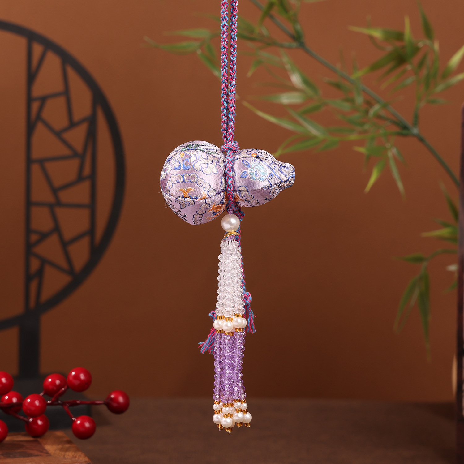 水晶流苏宋锦葫芦挂件刺绣香囊包包钥匙扣挂饰汉服配件文创小礼品