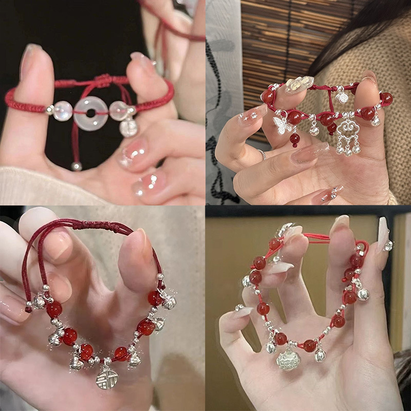 ins风祥云铃铛编织手链小众设计高级感手绳新中式本命年手饰批发