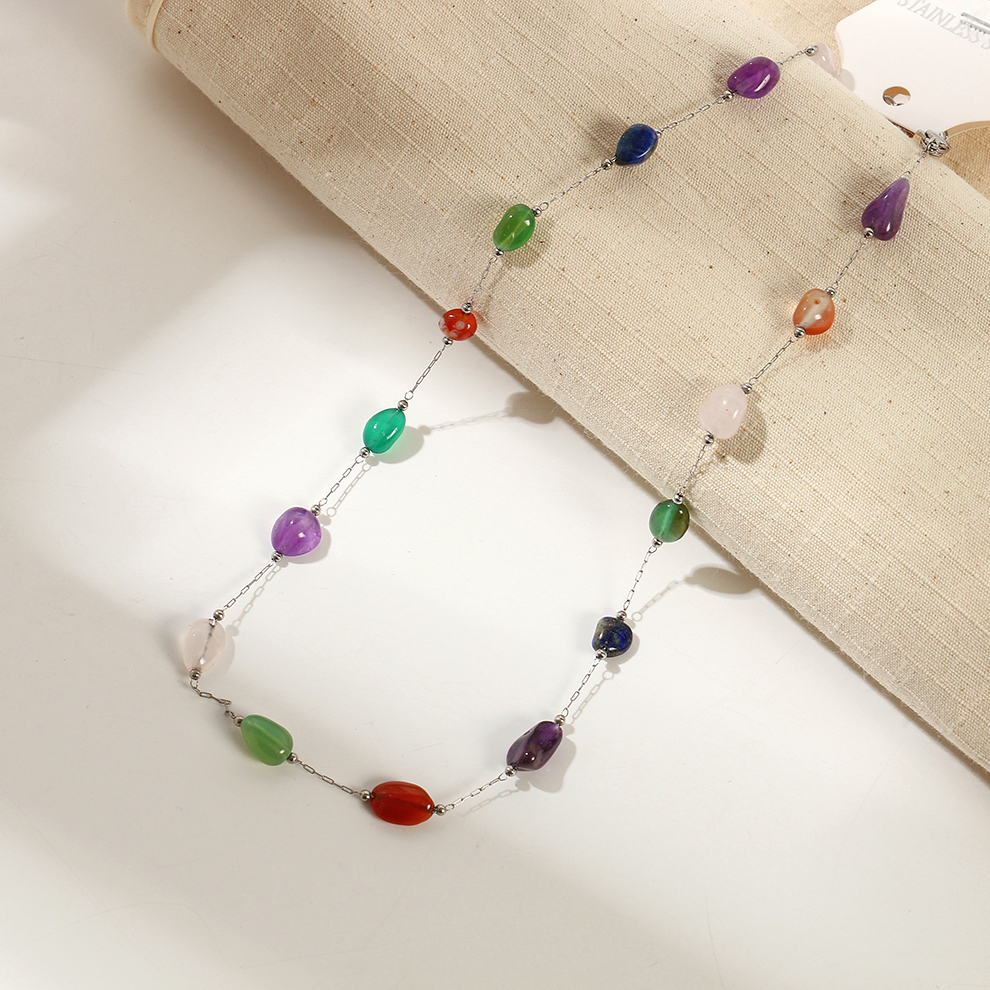 项链/珍珠/天然石项链/珍珠项链/银饰白底实物图