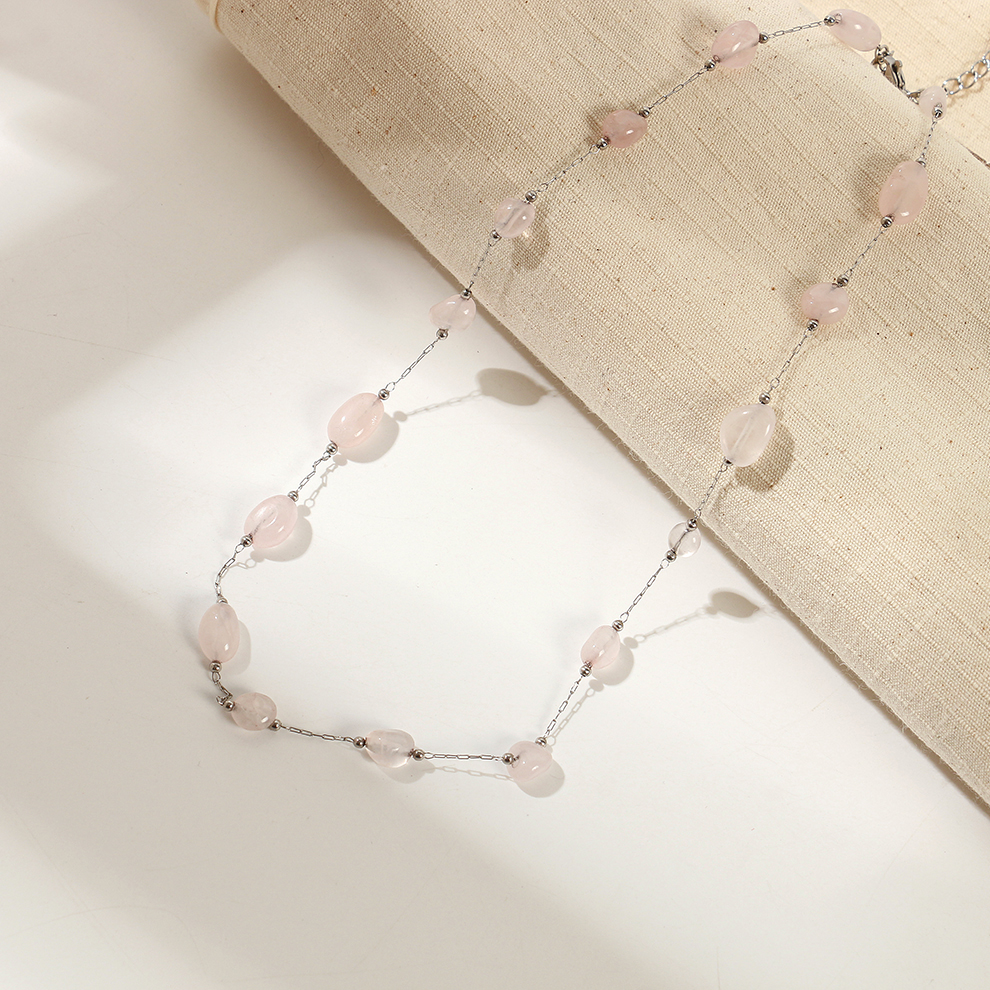 云逸饰家 天然水晶石项链 不锈钢链条配件首饰批发现货详情7