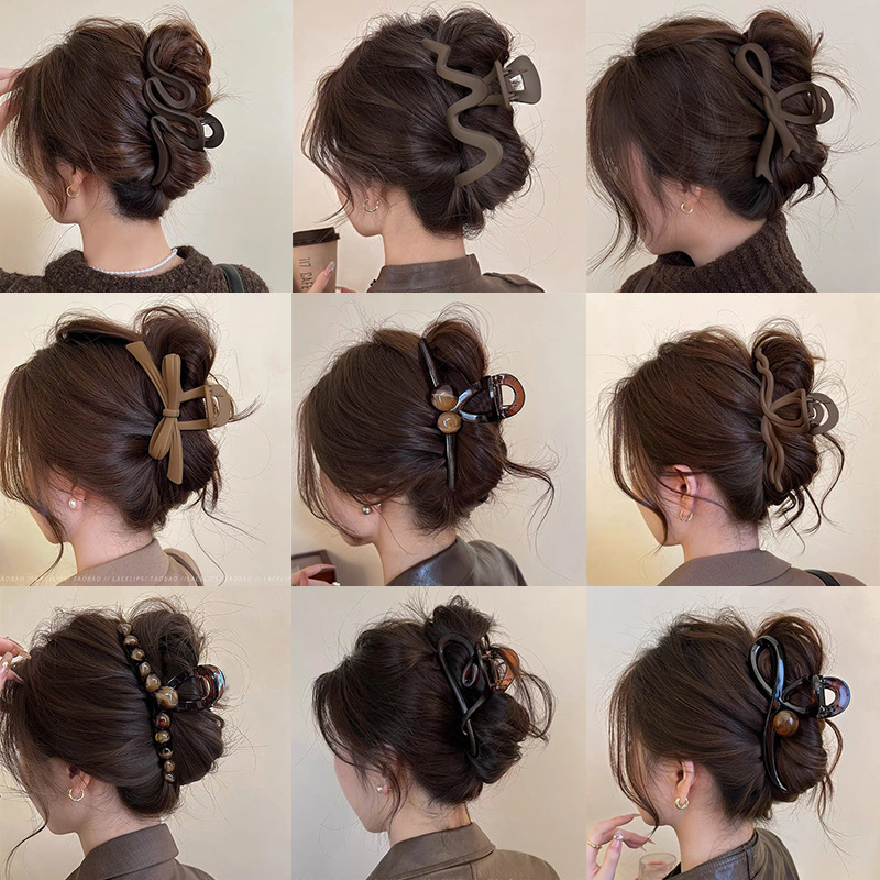 亚克力大号抓夹女2025新款高级感鲨鱼夹后脑勺盘发发夹美拉德发抓