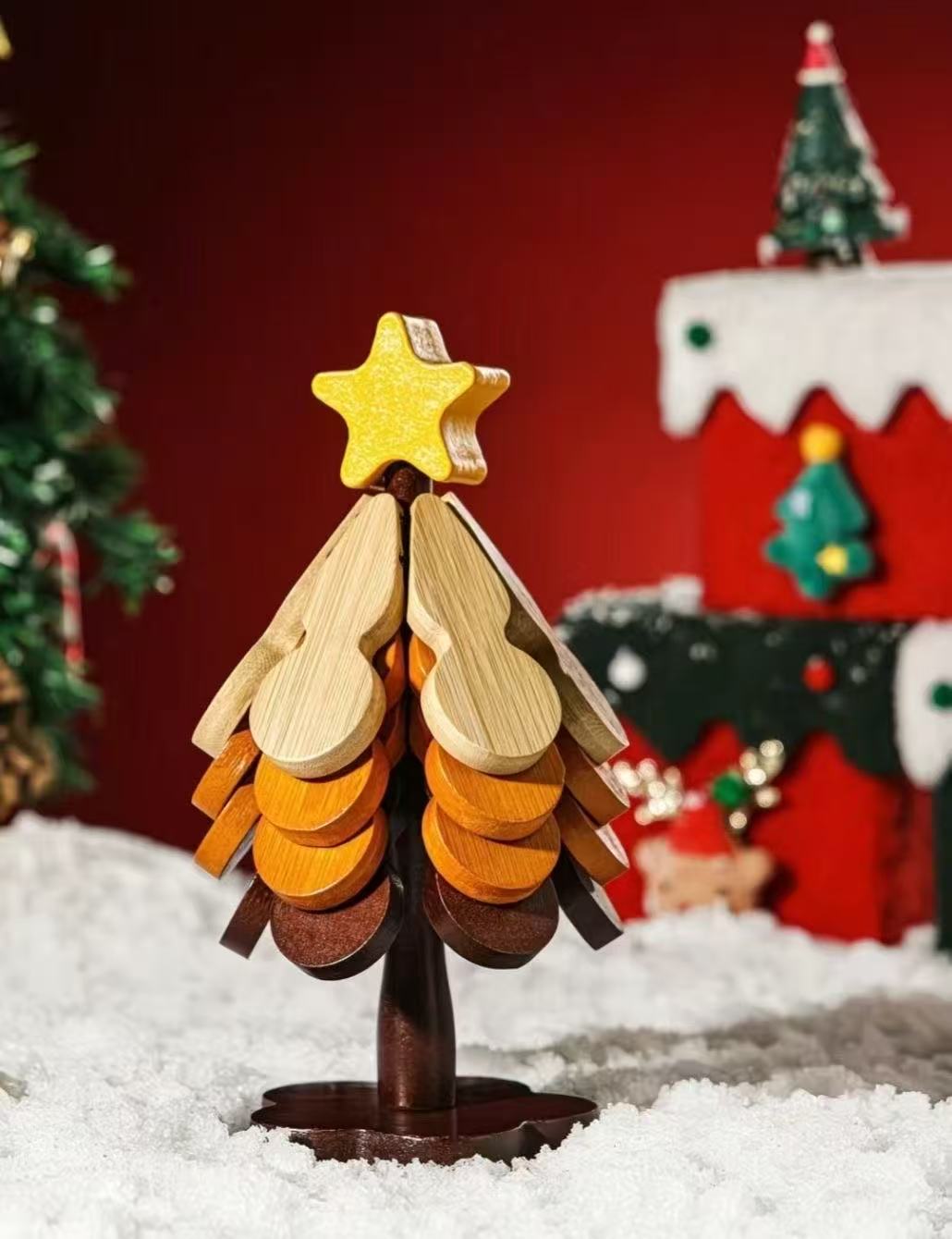 圣诞树/圣诞树圣诞用品/可折叠圣诞树/微景观树脂圣诞/折叠圣诞树白底实物图