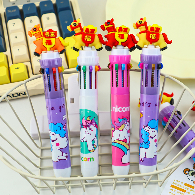 New New Year's Little Horse ten-color Ballpoint pen student writing stationery for 2026 full figure