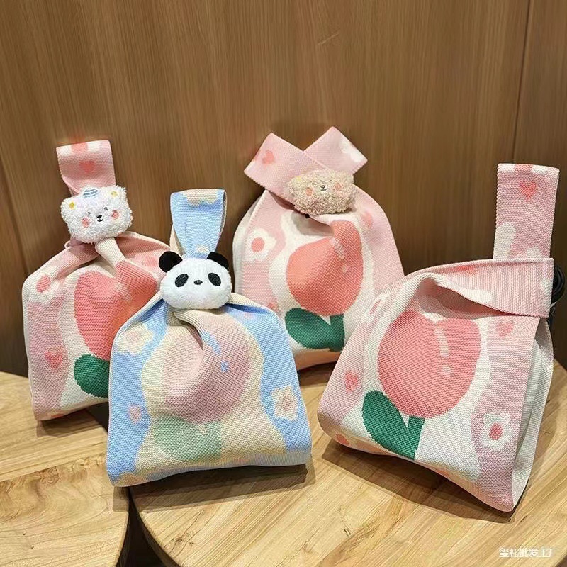 Thickened knitted bags, knitted gift bags, souvenir gift bags, Chinese-style knitted bags, handbags, knitted tote bags, souvenir gift bags