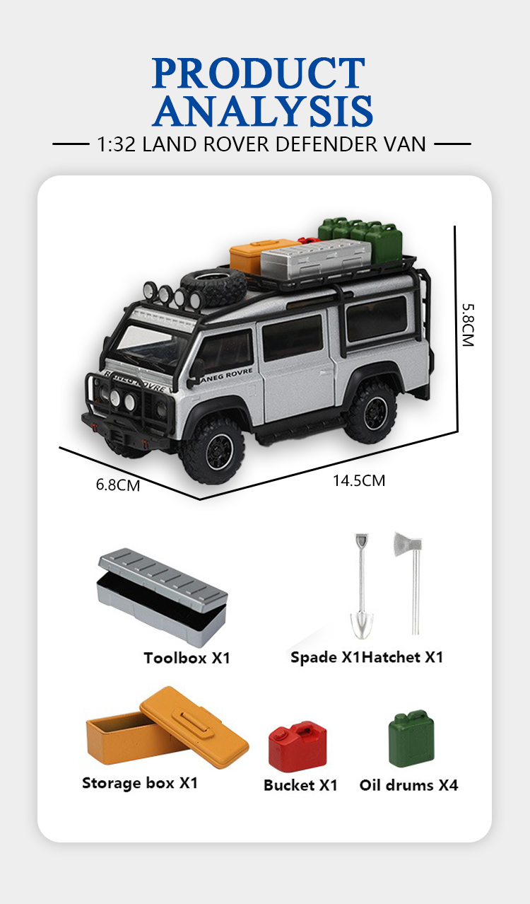 1:32 路虎卫士面包车仿真合金车模汽车模型金属玩具车摆件详情8