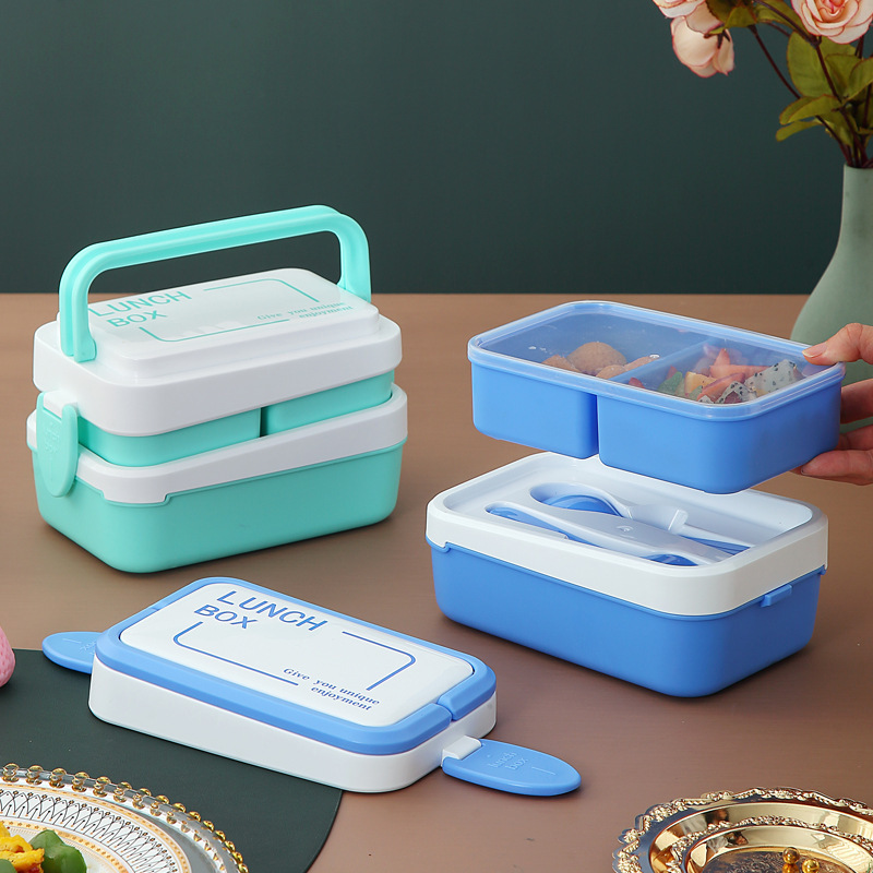H226-356 lunch box, double-layer separated fruit preservation box for office workers, food-grade, microwave safe, large capacity for lunch details Picture