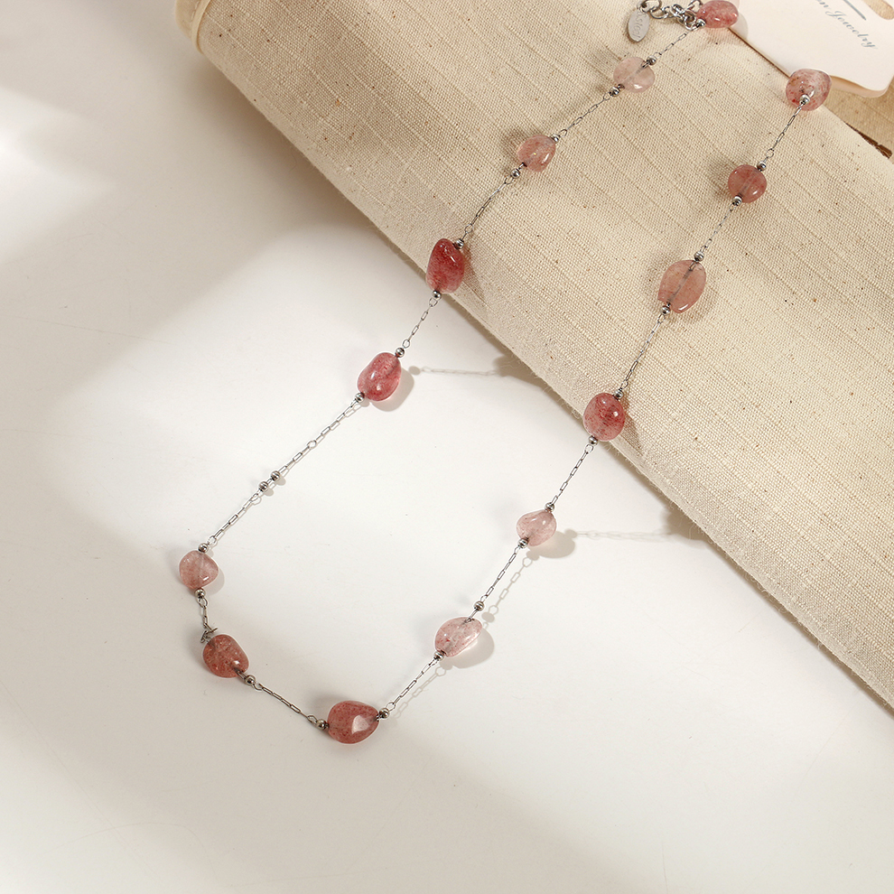 云逸饰家 天然水晶石项链 不锈钢链条配件首饰批发现货详情6