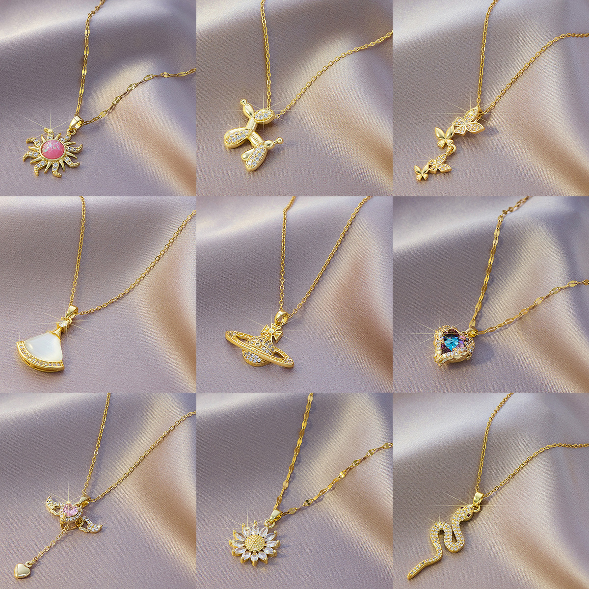 简约时尚高级感不掉色钛钢项链小蛮腰吊坠轻奢气质百搭款厂家批发