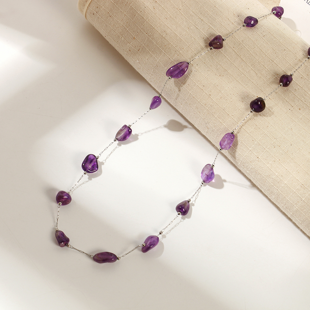 云逸饰家 天然水晶石项链 不锈钢链条配件首饰批发现货详情4