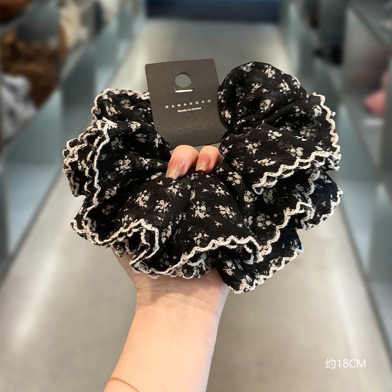 黑灰格纹蝴蝶结发圈韩系高端发饰头绳2025新款质感布艺肠圈发绳女