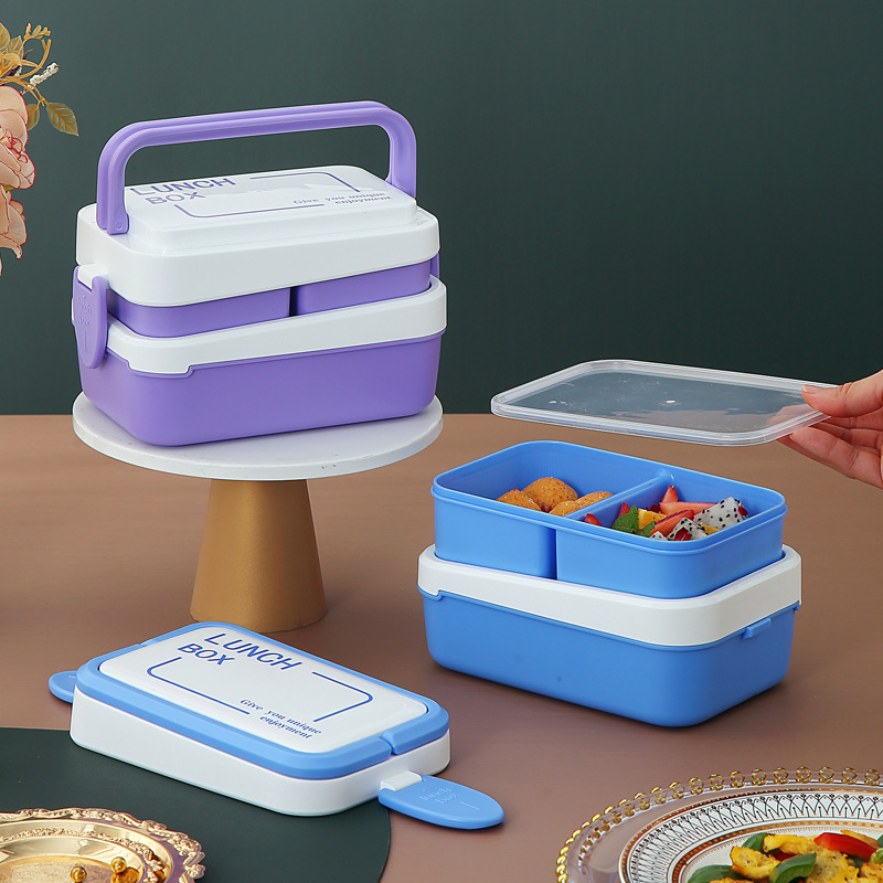 H226-356 lunch box, double-layer separated fruit preservation box for office workers, food-grade, microwave safe, large capacity for lunch