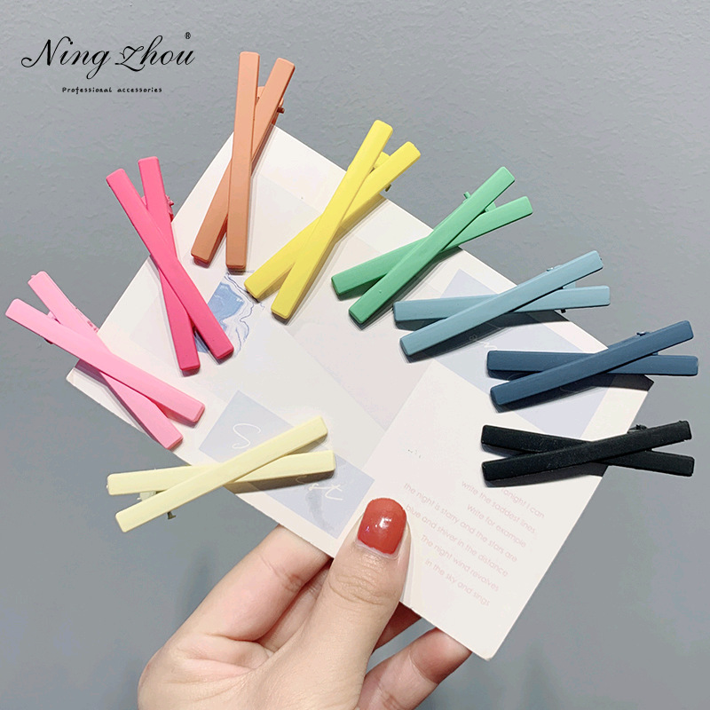 ins网红简约甜美交叉磨砂发夹韩国彩色边夹刘海夹子少女发卡发饰