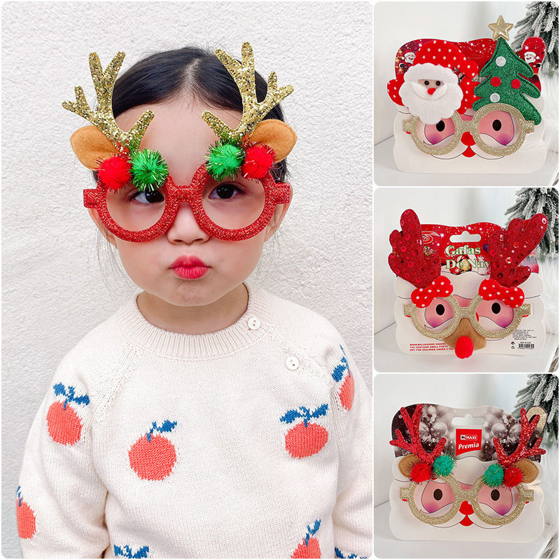 Christmas glasses, Christmas glasses, Christmas decorations, cardstock, cartoon glasses, couple outfits, children's Christmas gifts