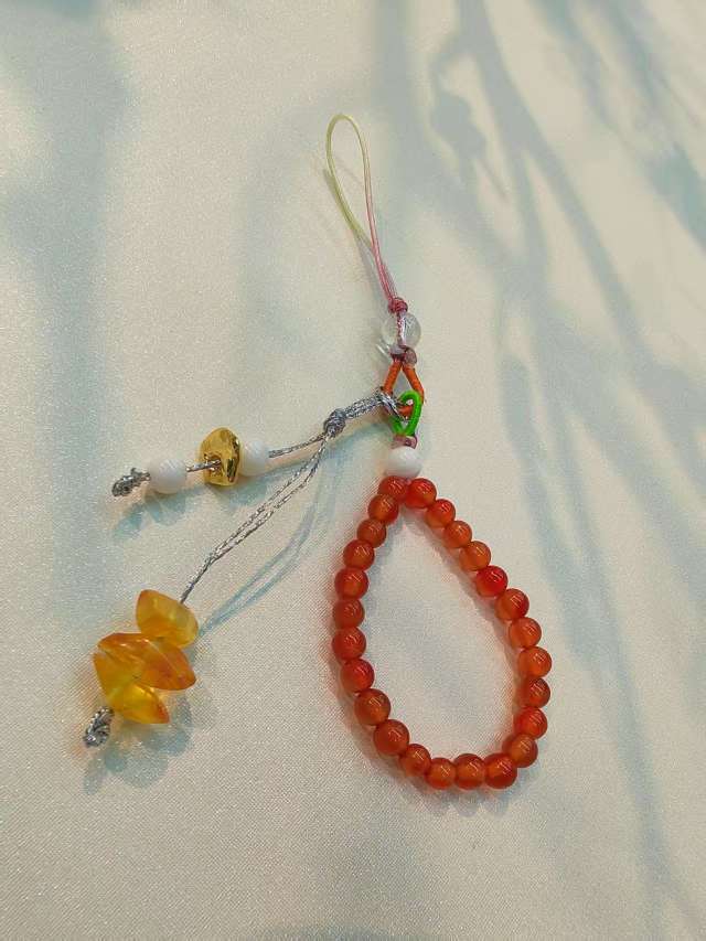 新中式国风玛瑙蜜蜡转转福手机链钥匙扣