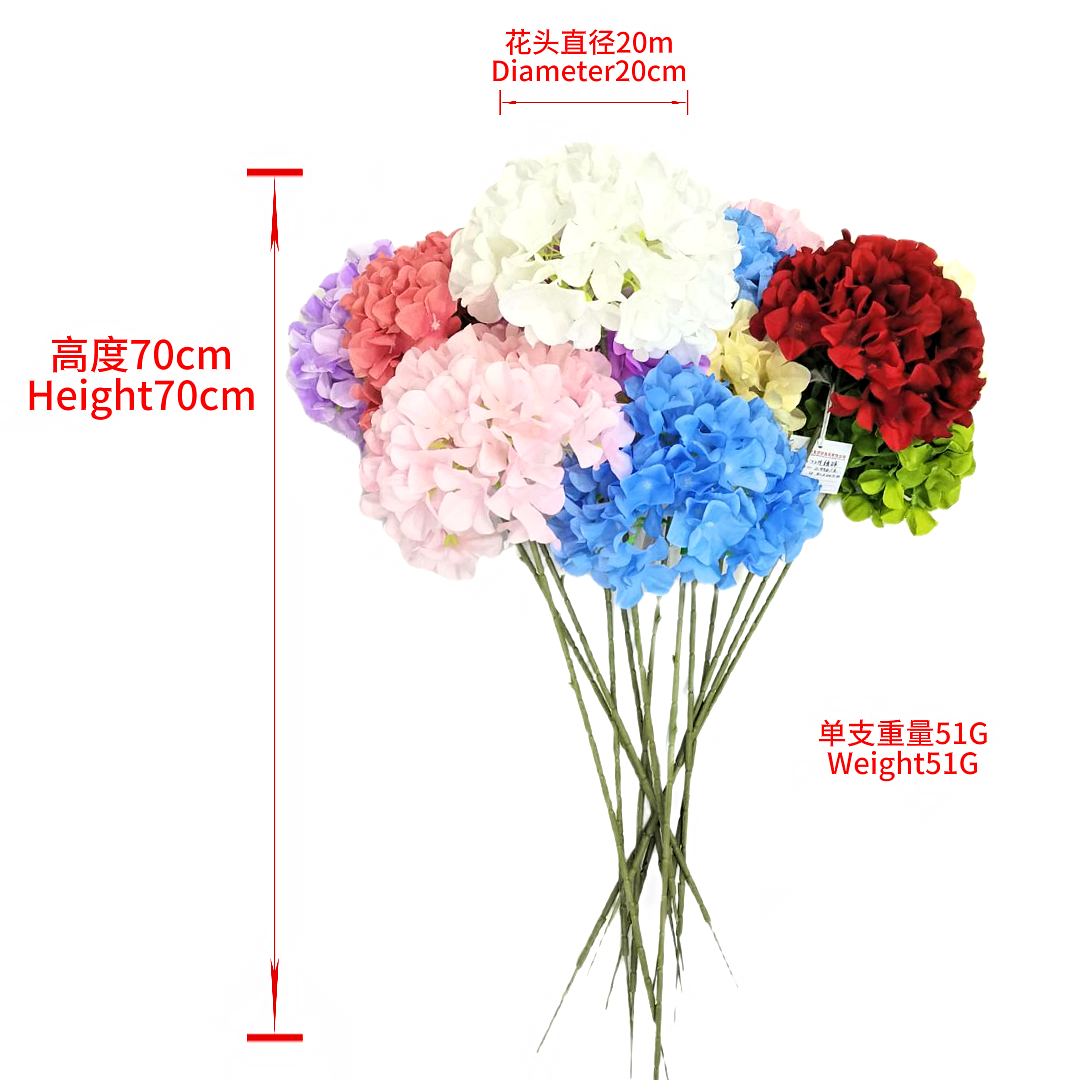 Colorful hydrangea bouquet with 72 pieces, anti-real flower arrangement, fake flower, artificial flower, Valentine's Day sunflower decoration, multiple colors to choose from details Picture