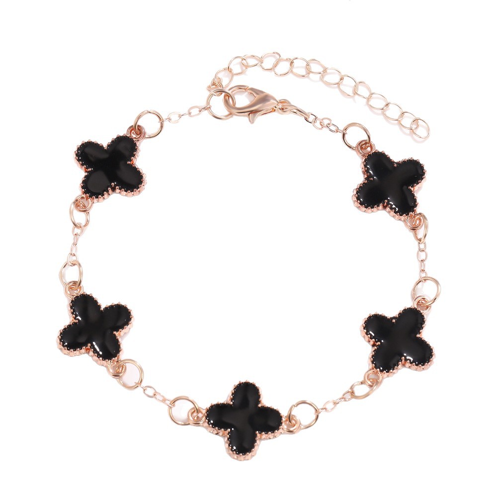 厂家直销爆款四叶草手链钛钢镀白K金色双面时尚轻奢五花贝母手链详情图5