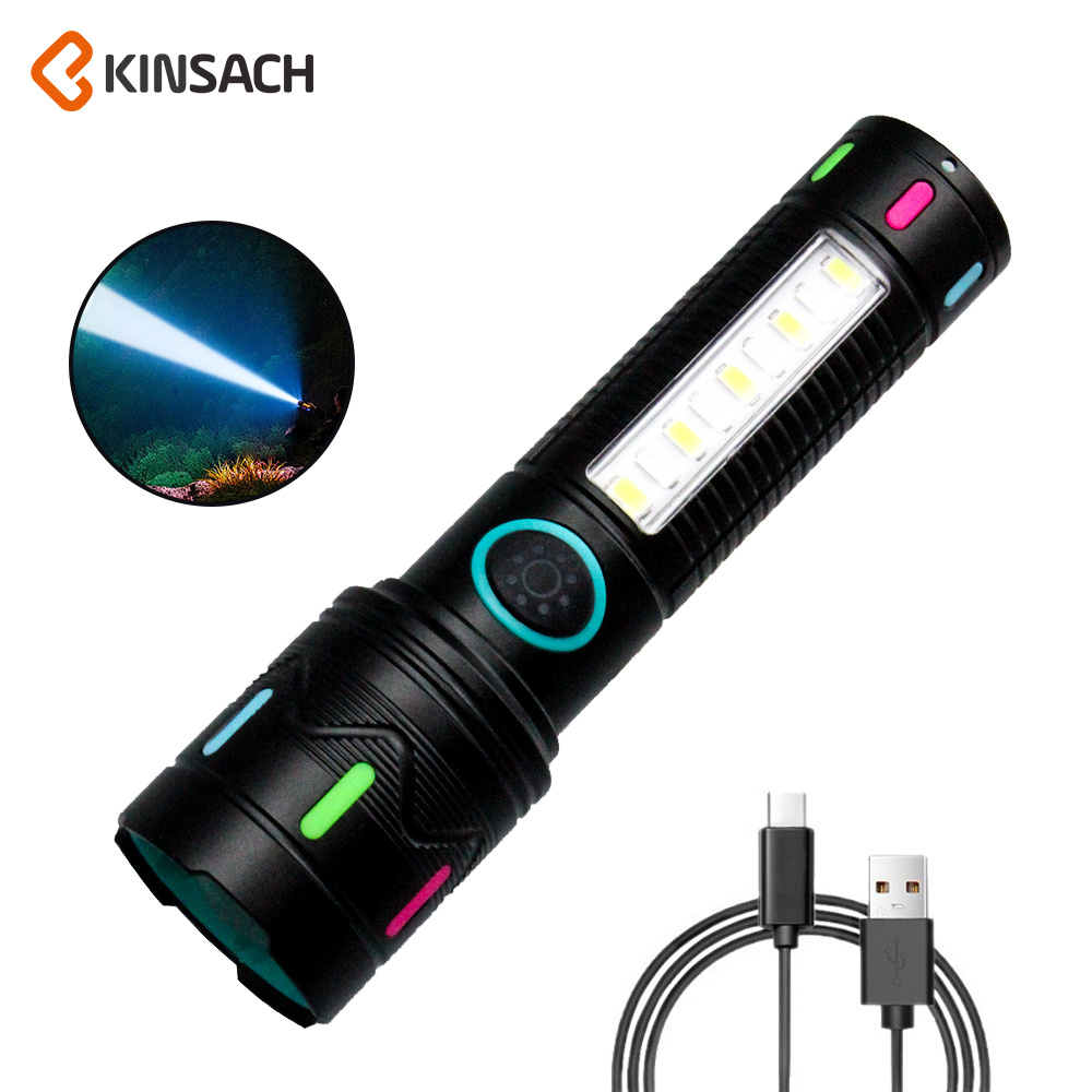 多功能LED手电筒照明灯便携风扇电筒拉手户外应急照明神器