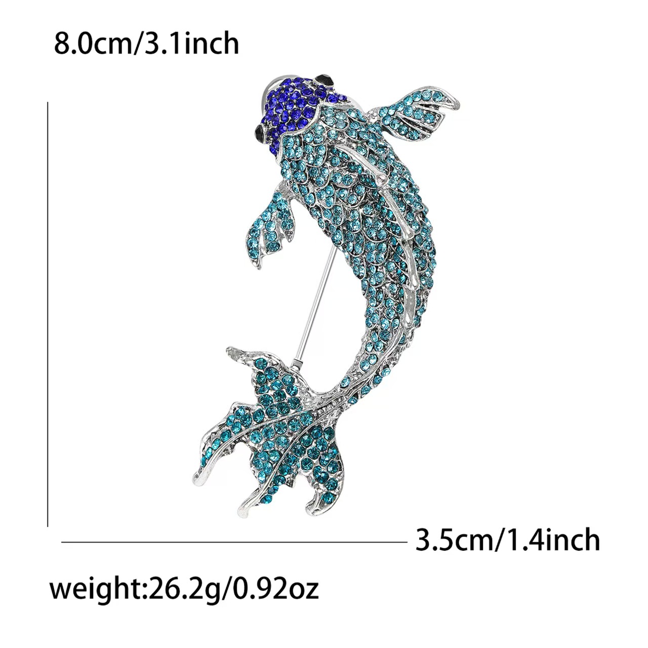 Fresh and trendy alloy heavy industry rhinestone carp brooch, grand and luxurious men's and women's suit overcoats corsage accessory brooch Item Picture