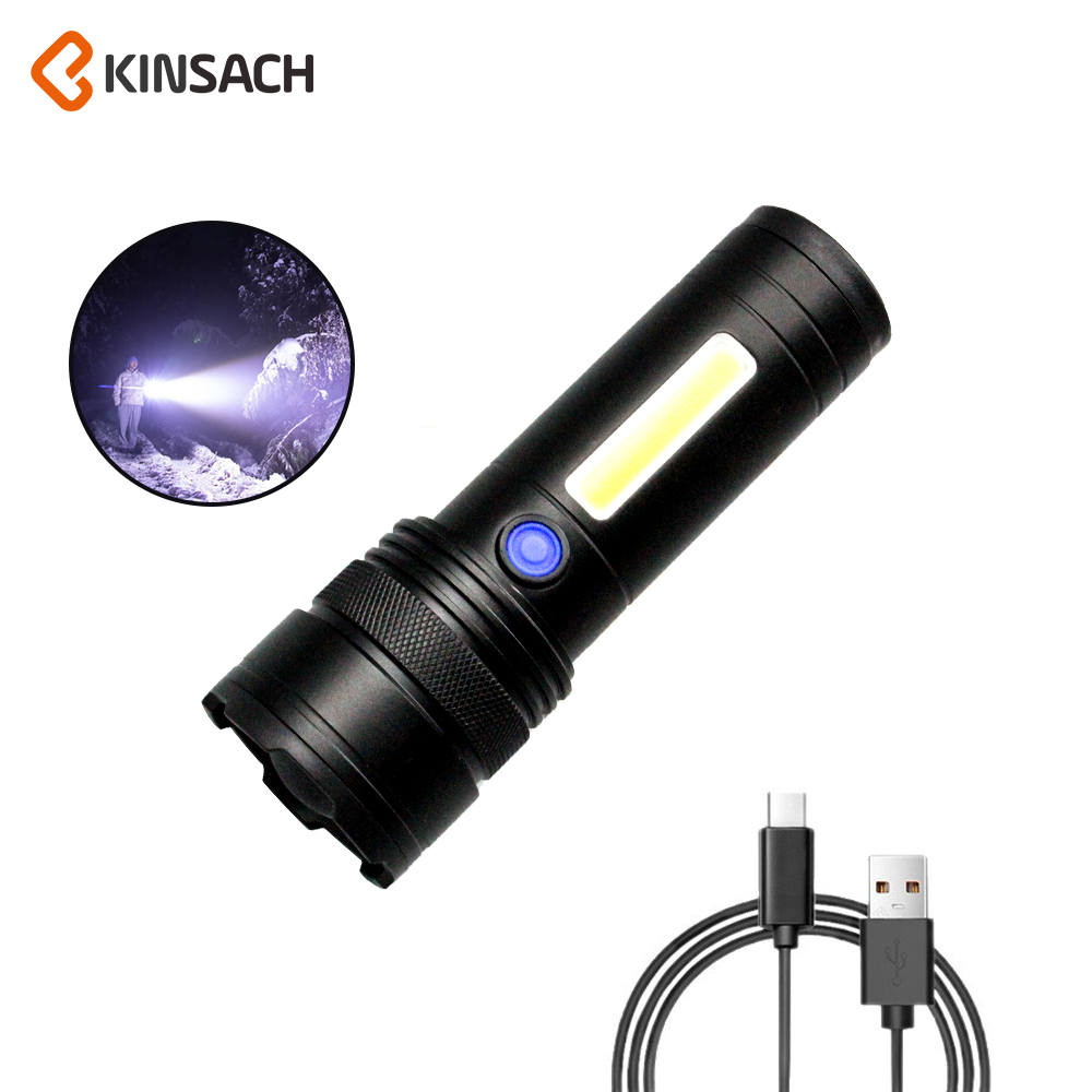 多功能LED手电筒照明灯便携风扇电筒拉手户外应急灯强光手电照明工具