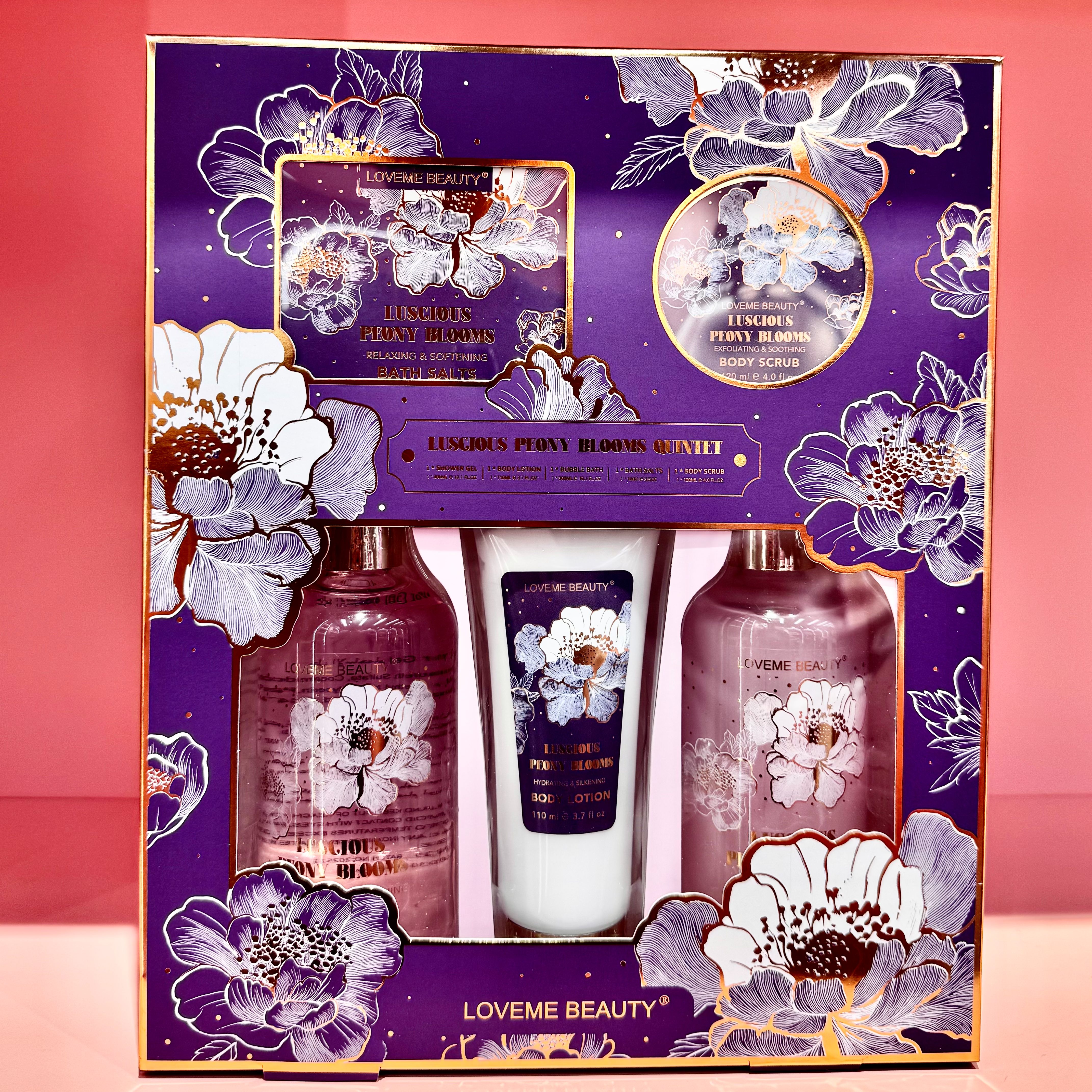 Nourishing Refreshing Body Care Set-LovemeBeauty紫色花卉图案身体护理套装