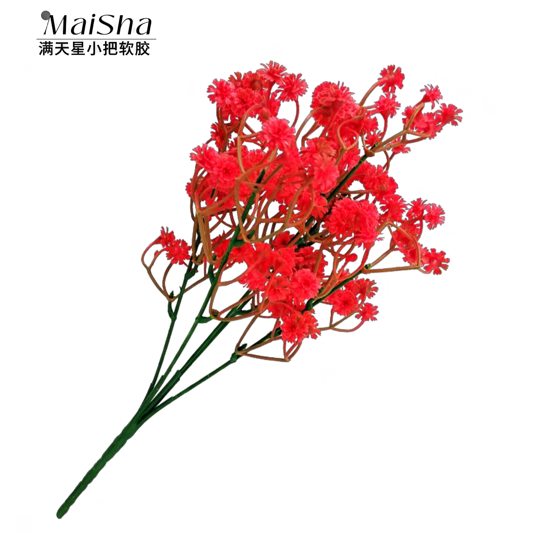 Red baby's breath small soft rubber flower bouquets, artificial flower woolen flower bouquets, wedding background flower decorations