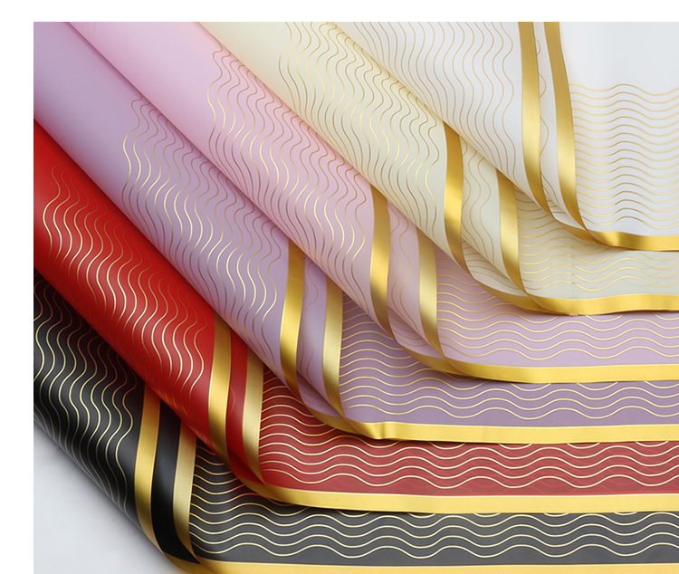 Xihua Nong Wave Line Fresh Flower wrapping Paper, Golden Wave Line waterproof Korean Plain paper, flower shop floral art wrapping materials wholesale pic 9