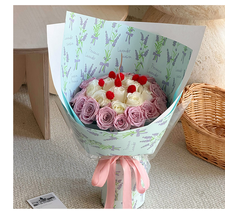 Xihua Nong Yuyin Paper Series Lavender Bow Print Paper Waterproof opp bouquet Gift Paper Wholesale Flower Shop Floral art materials pic 8