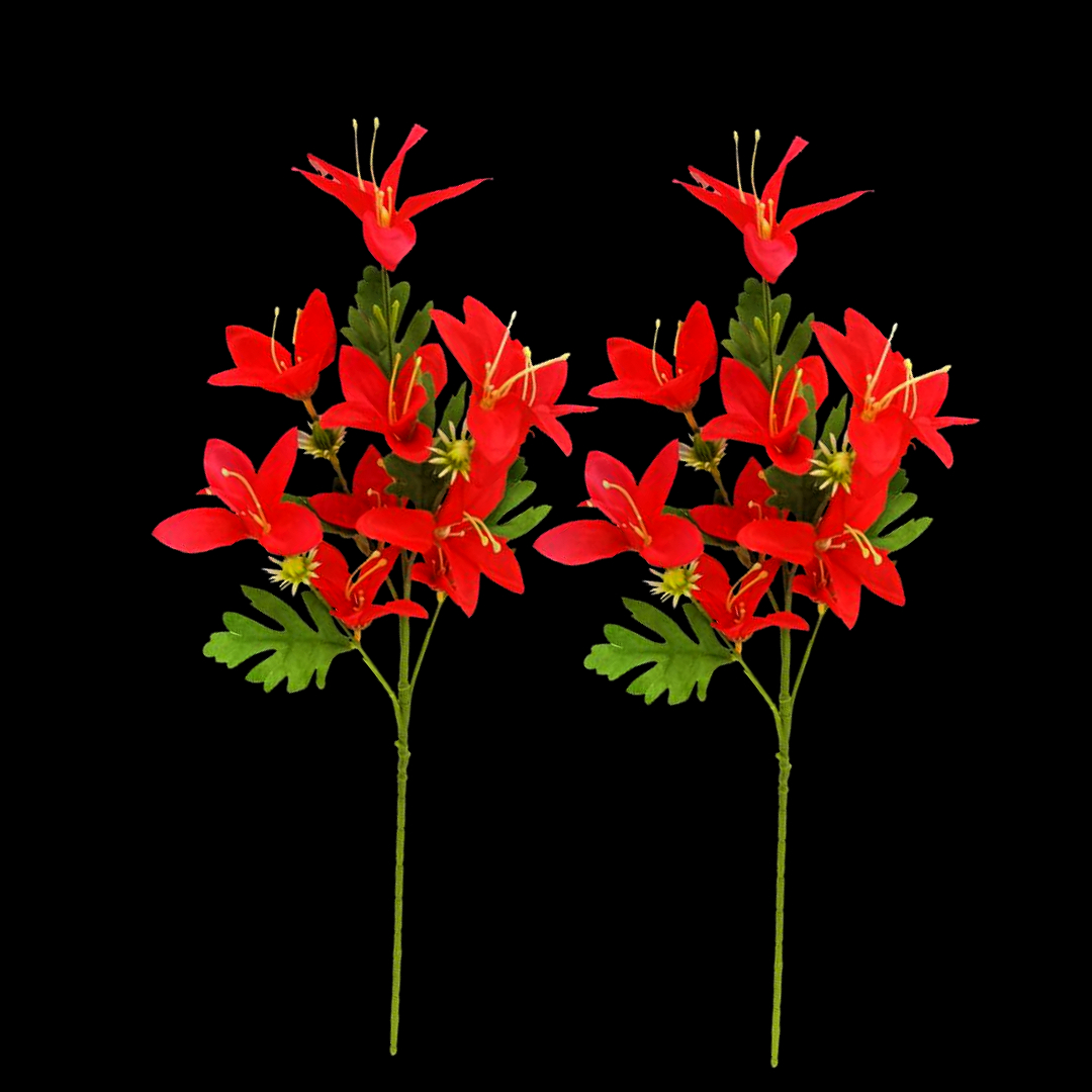 Red new small lily flower simulation bouquets, wisteria artificial flowers, anti-real flower arrangements, floral art plastic decorative items Application Scenario