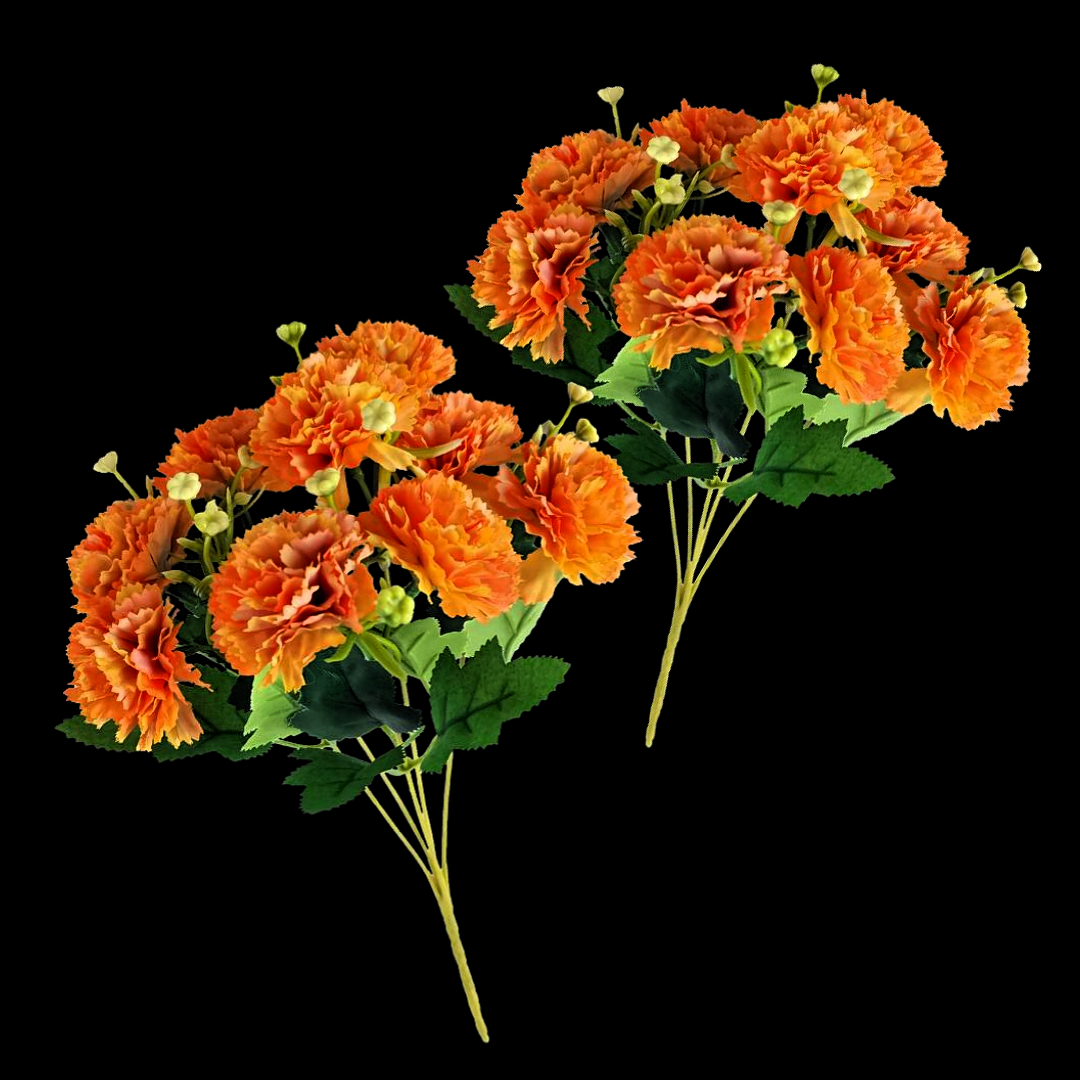 Orange carnation bunches, flower stems, knitted flowers, decorative floral art, decorative flower products Application Scenario