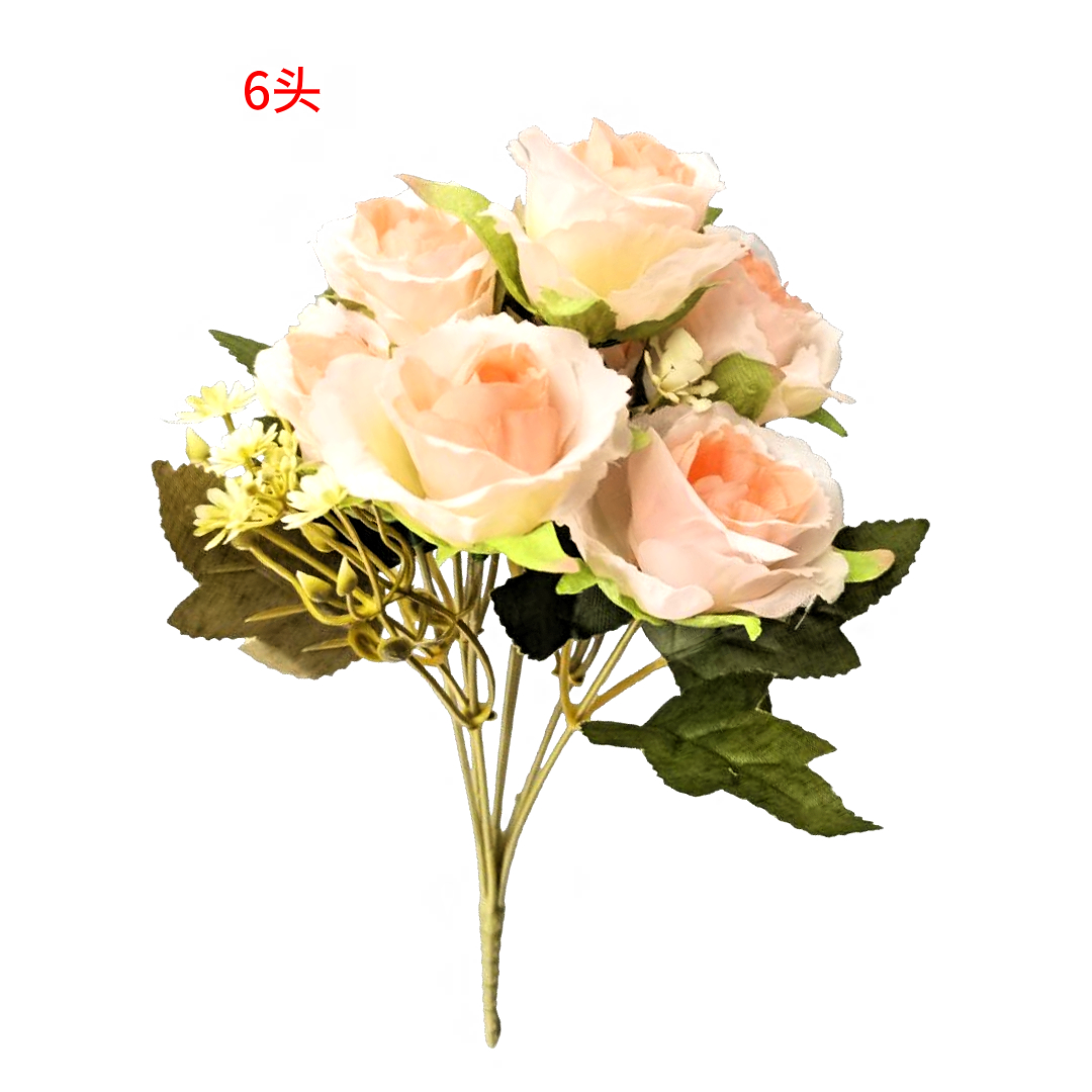Pink little happy rose bouquet, realistic flower arrangement, artificial plant wall, artificial flower waterfall, wedding decoration, not easy to fade Specification image