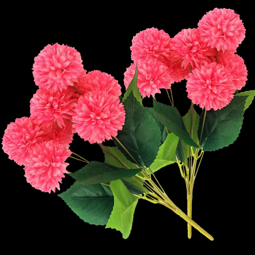 Artificial flower pink large ball chrysanthemum bouquet with 9 forks, wool floral art tape, and eternal flower decoration Application Scenario
