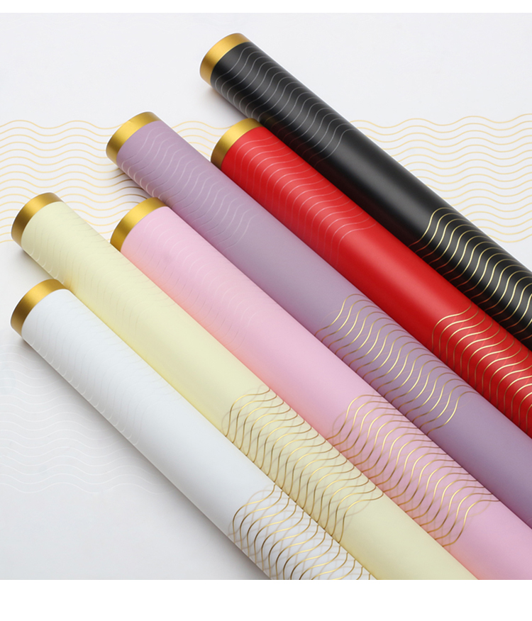 Xihua Nong Wave Line Fresh Flower wrapping Paper, Golden Wave Line waterproof Korean Plain paper, flower shop floral art wrapping materials wholesale pic 3