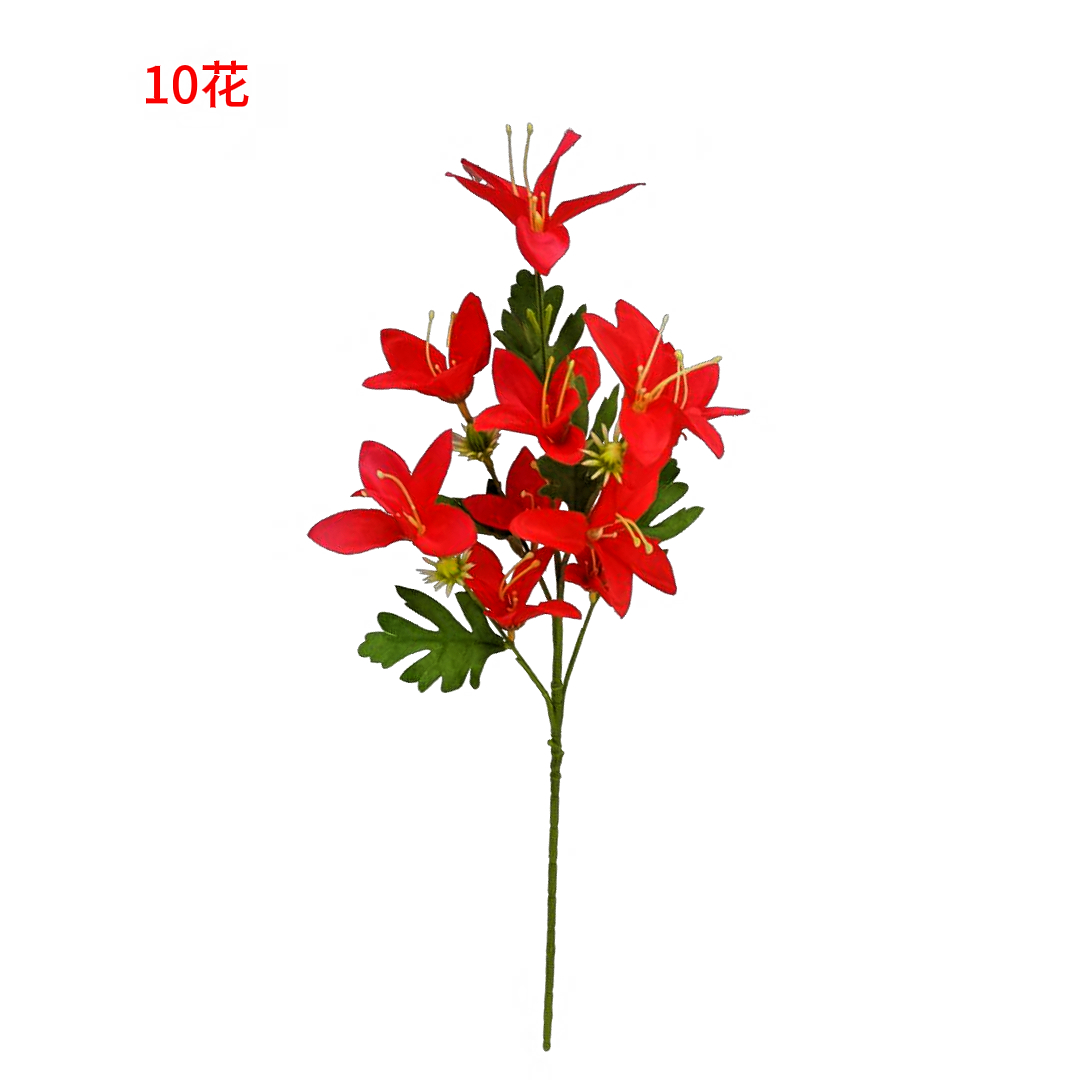 Red new small lily flower simulation bouquets, wisteria artificial flowers, anti-real flower arrangements, floral art plastic decorative items Specification image